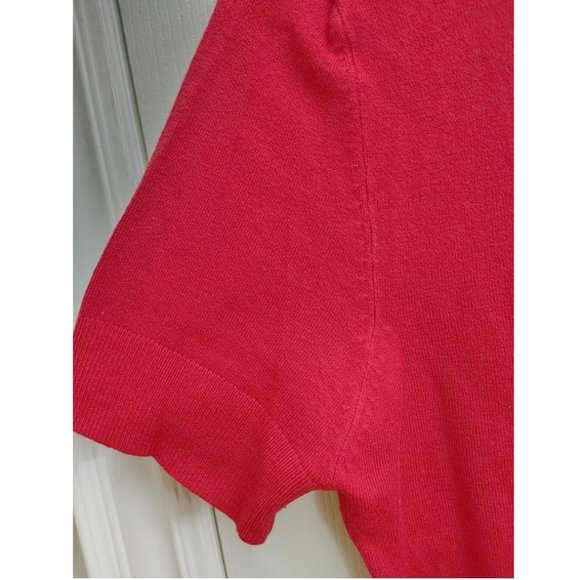 KNITTED BRIGHT RED SHORT SLEVE SHIRT - Picture 8 of 9